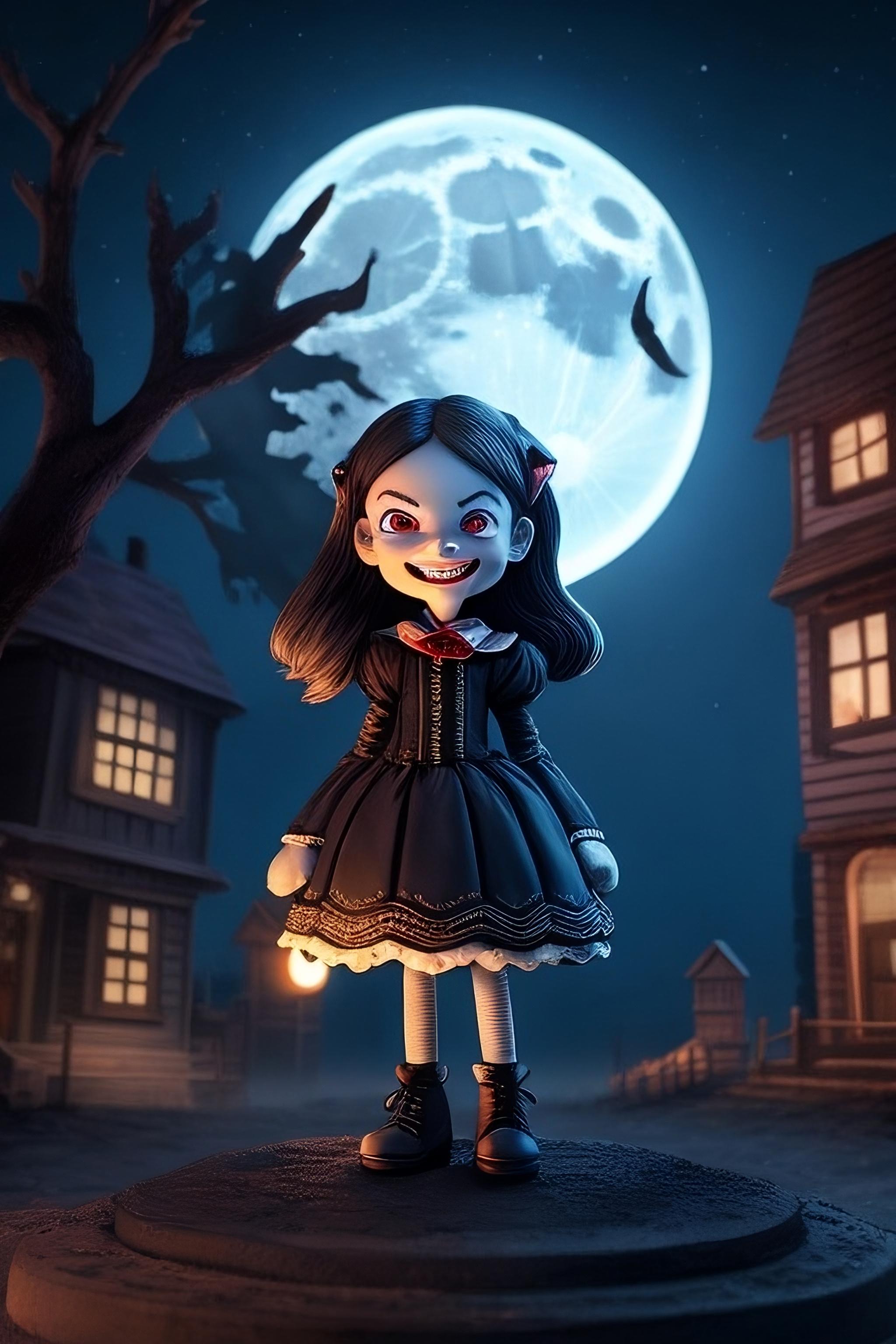 AI girl spooky month grave