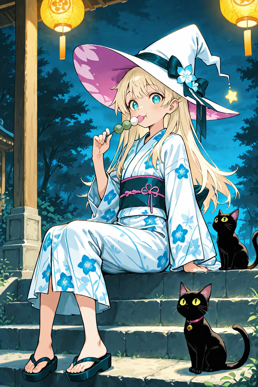 お団子🍡と魔女と黒猫 | の人気AIイラスト・グラビア