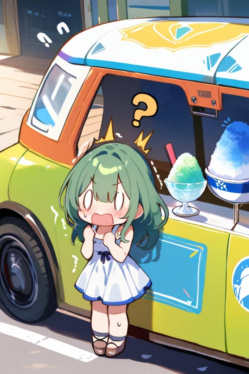 かき氷と緑髪ちゃん