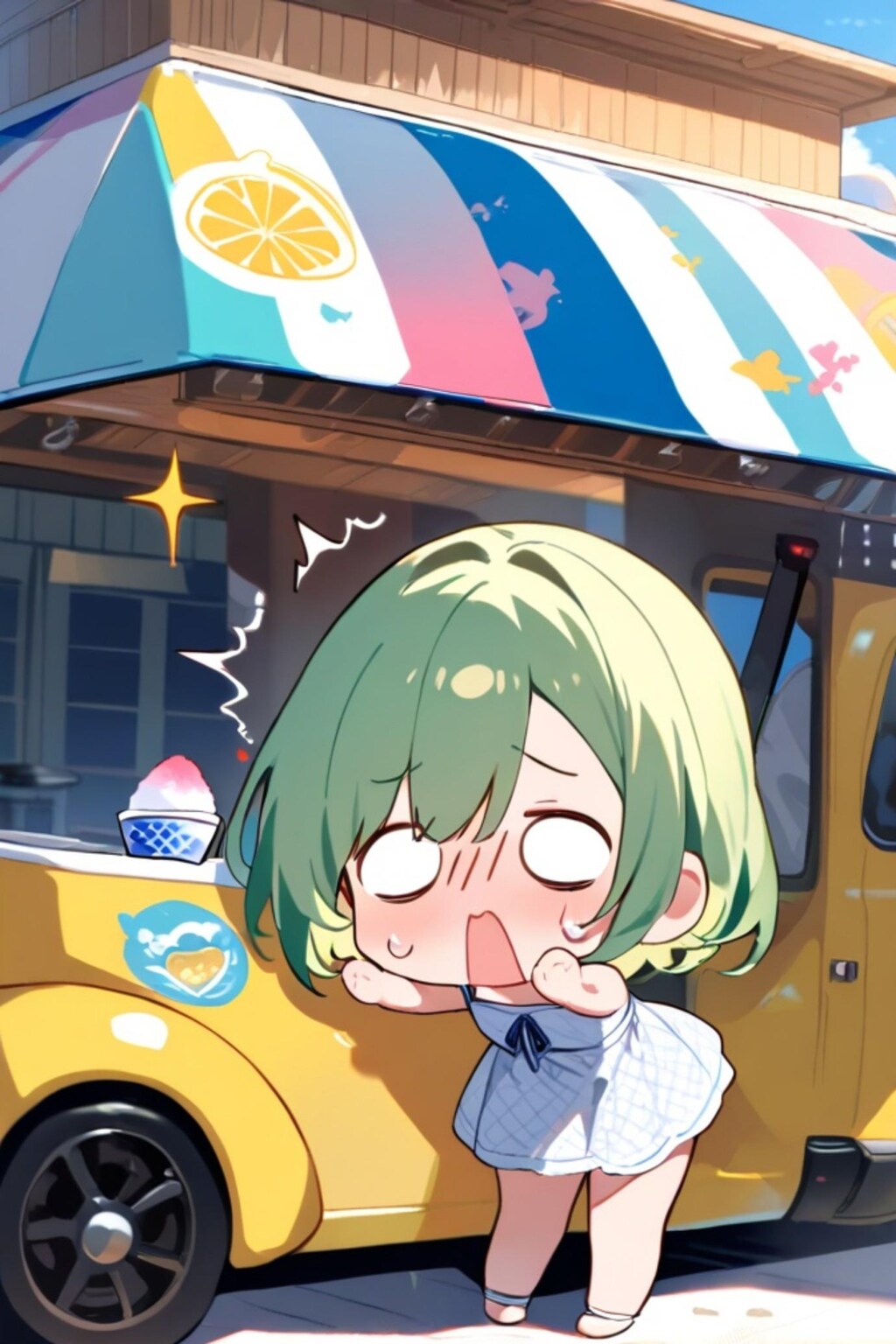 かき氷と緑髪ちゃん