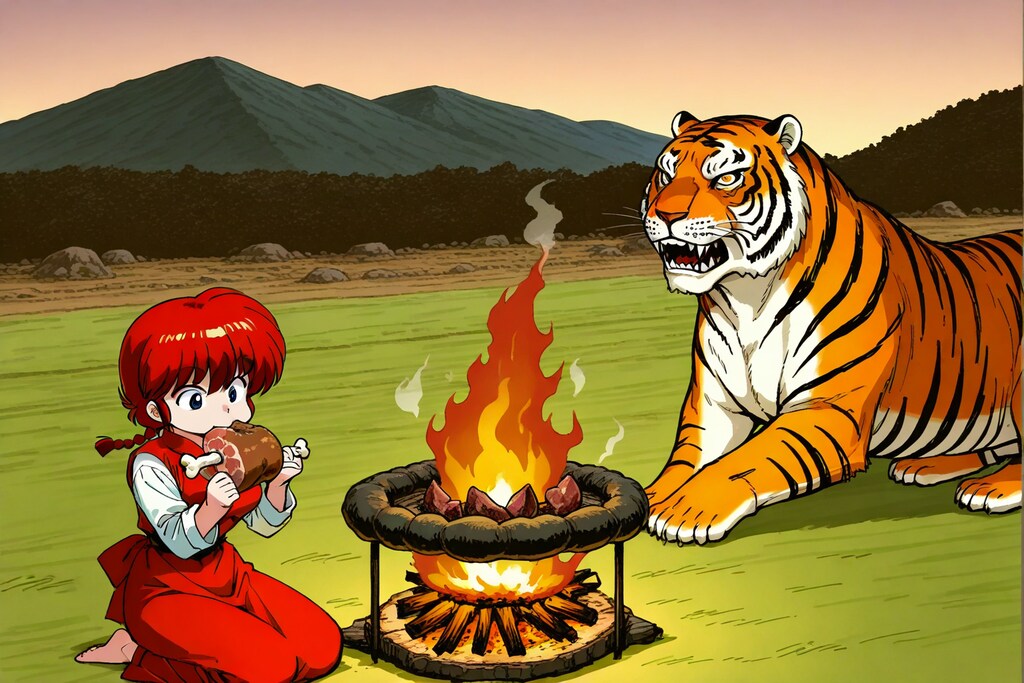 危険！虎の前で肉を食らう2