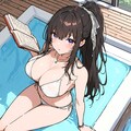 水着で読書 3枚目