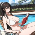 水着で読書 2枚目