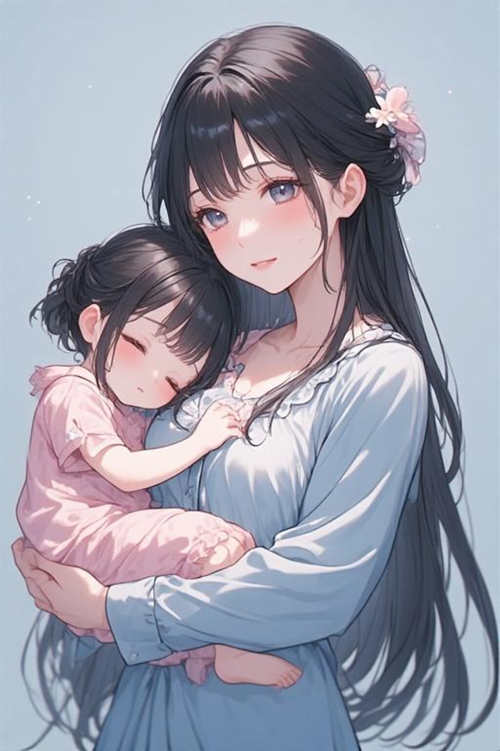 「パパ、この子寝かしつけてきますね。」