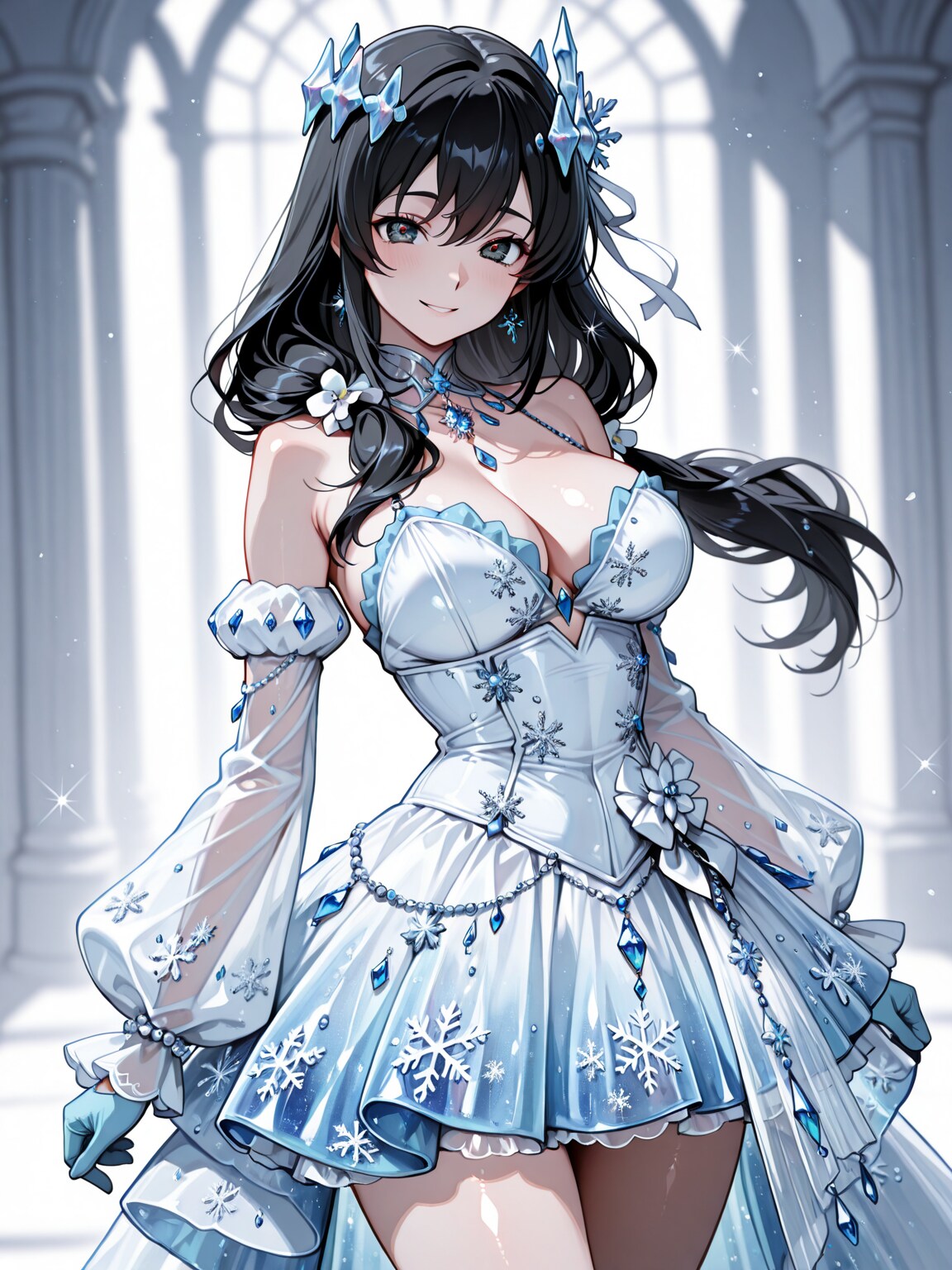 幻想的な青いドレス姿の美月 | の人気AIイラスト・グラビア