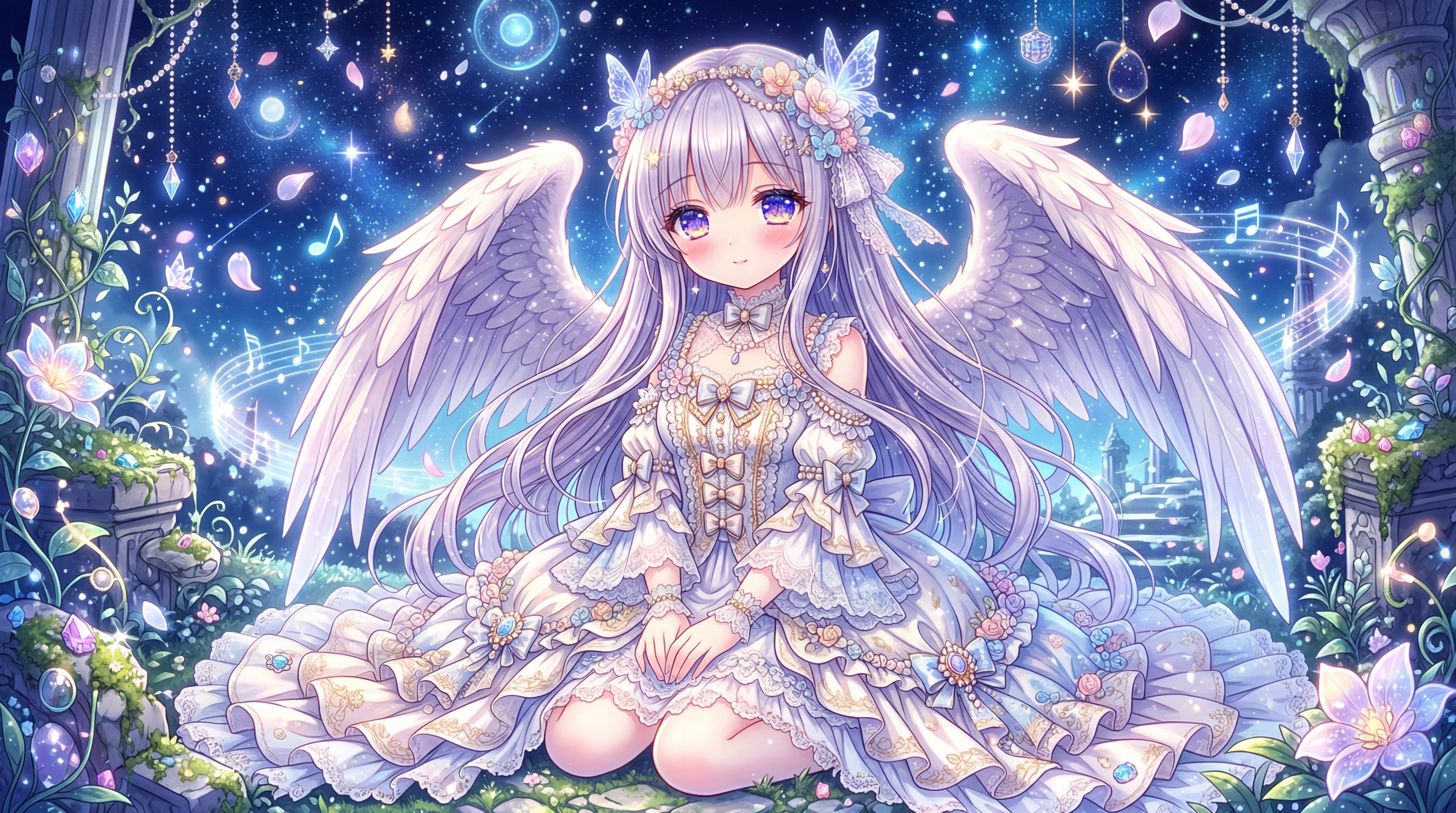 星の庭に降りた白翼 | の人気AIイラスト・グラビア