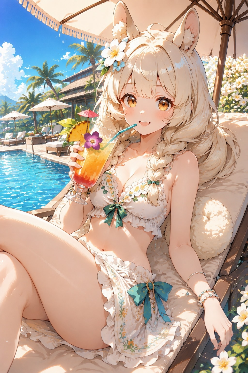 リゾートプールのアルパカちゃん