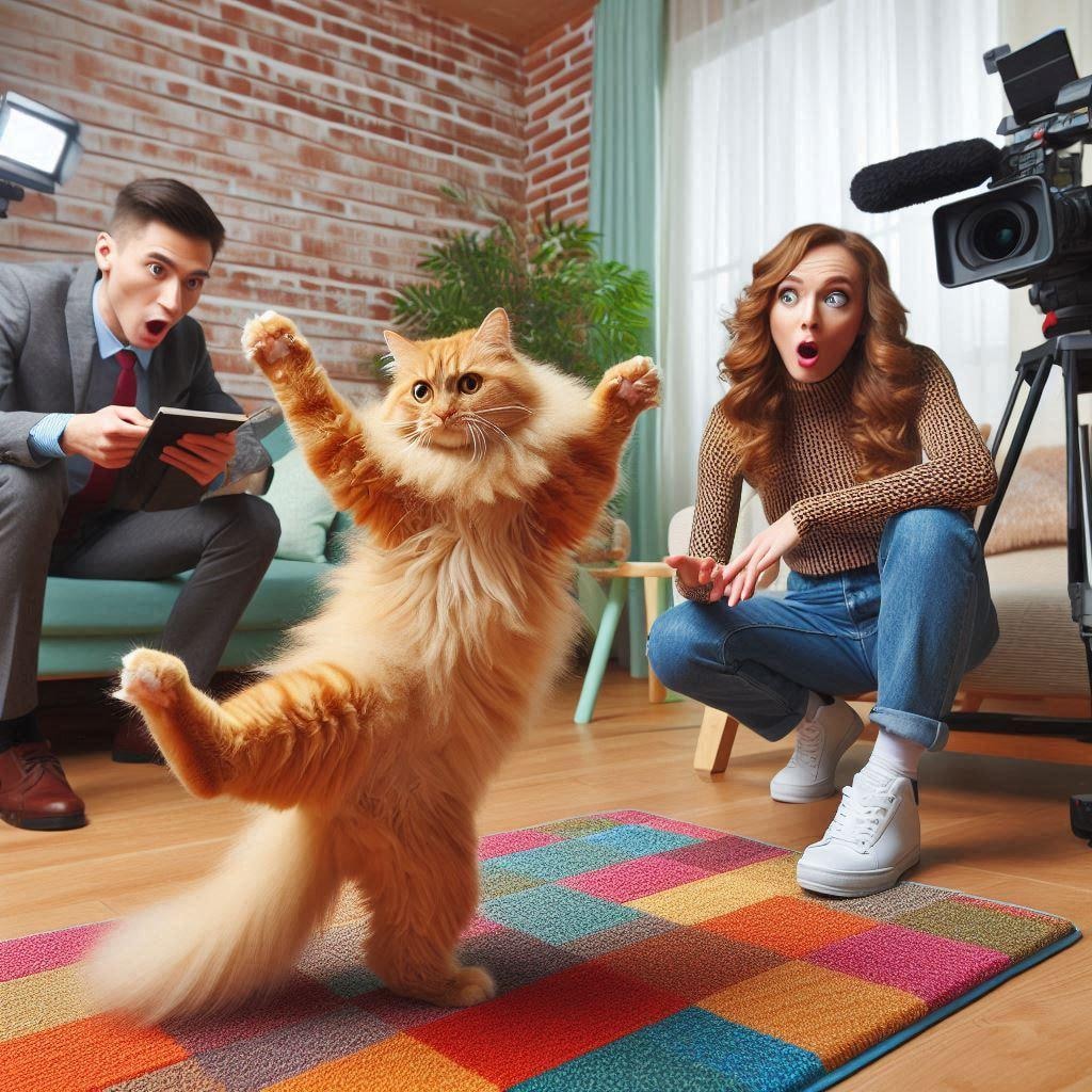 インタビューする猫される猫