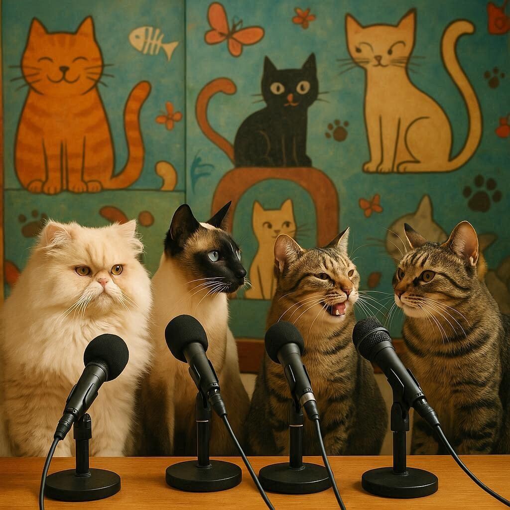 インタビューする猫される猫