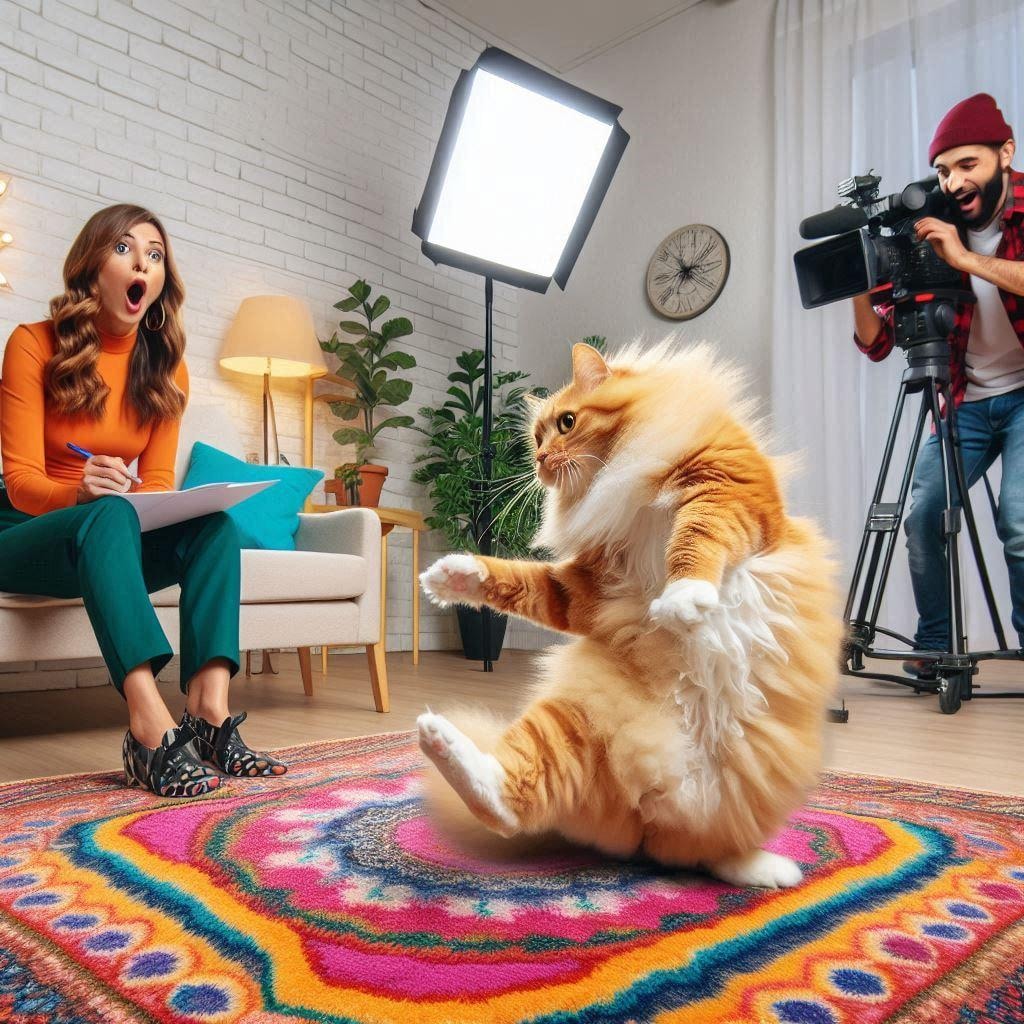 インタビューする猫される猫