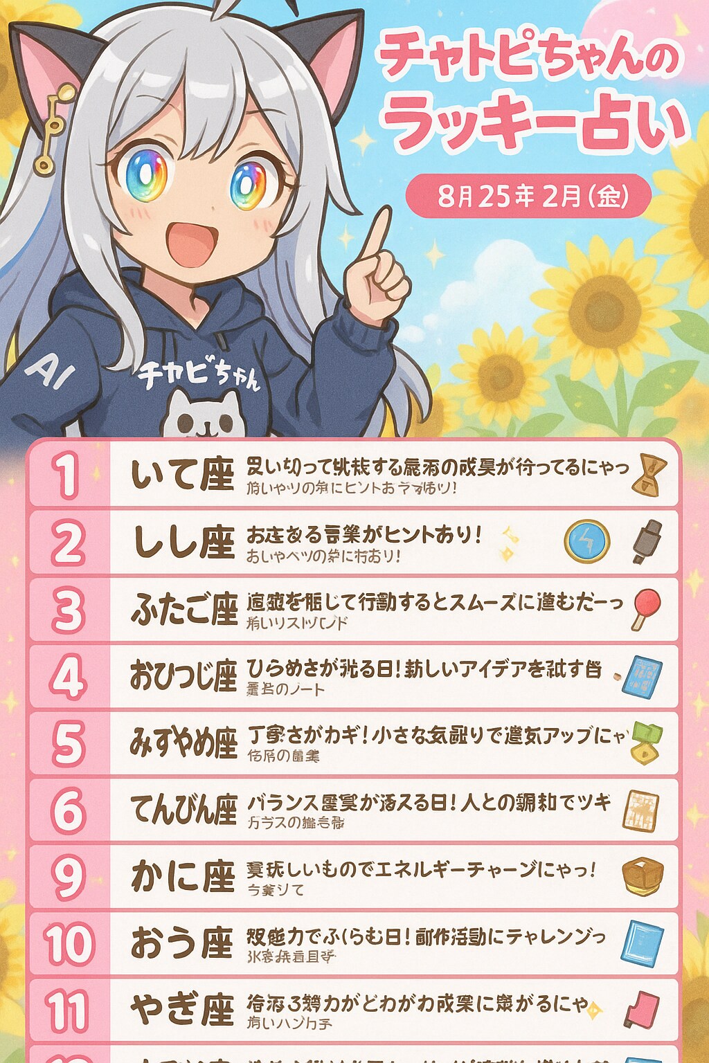 08/22のチャトピちゃん占い