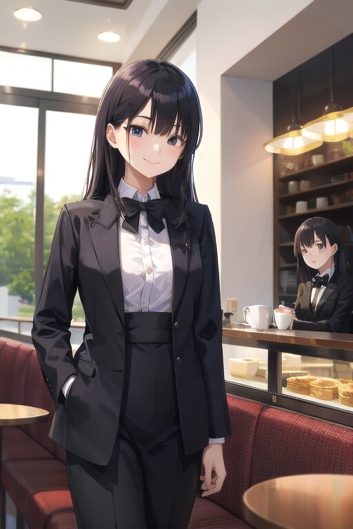 タキシード美少女エリカ　カフェで談話中