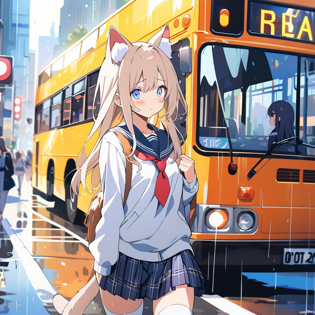 雨上がり、道路を歩く | の人気AIイラスト・グラビア