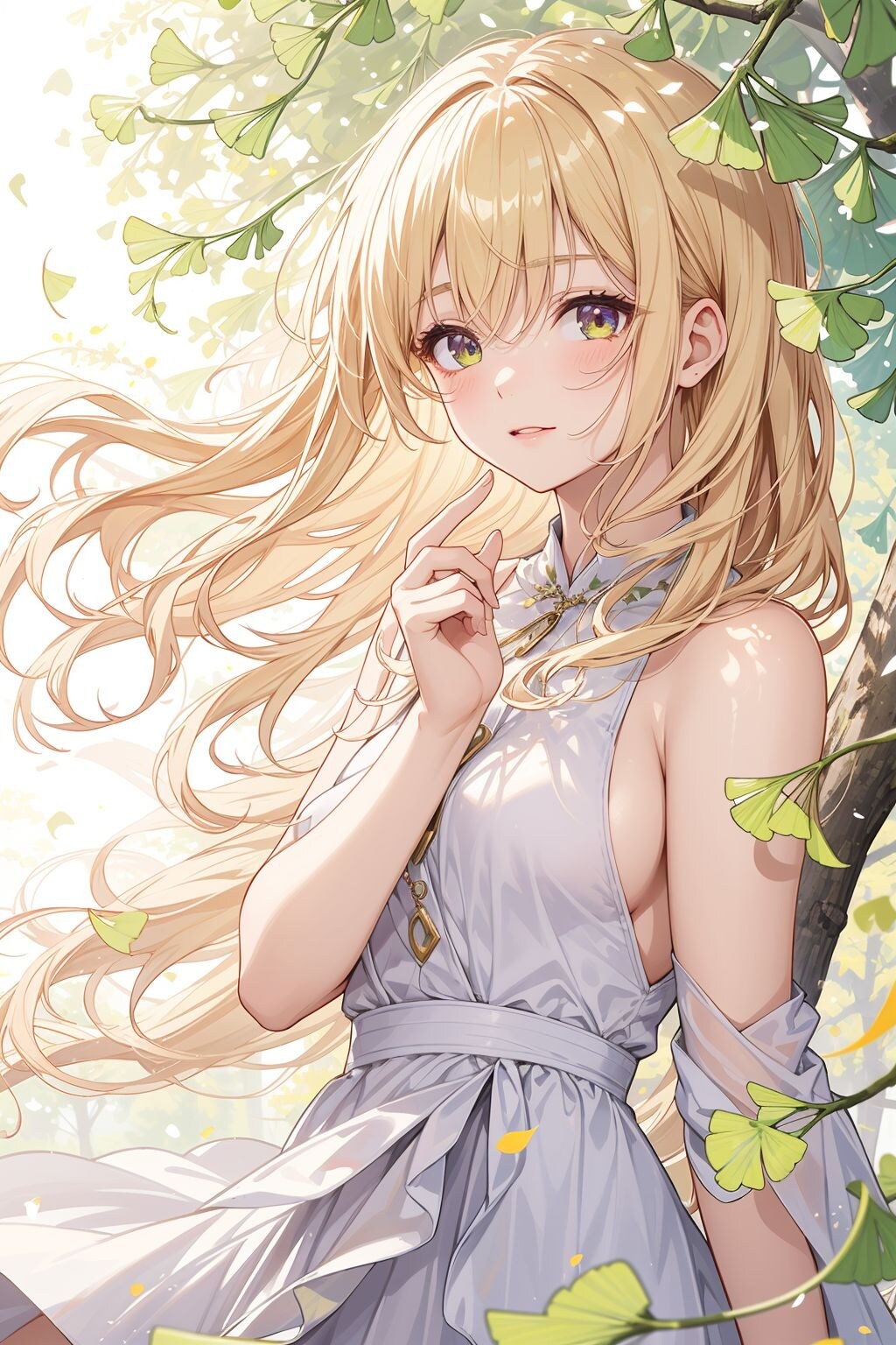 銀杏と金髪の女の子