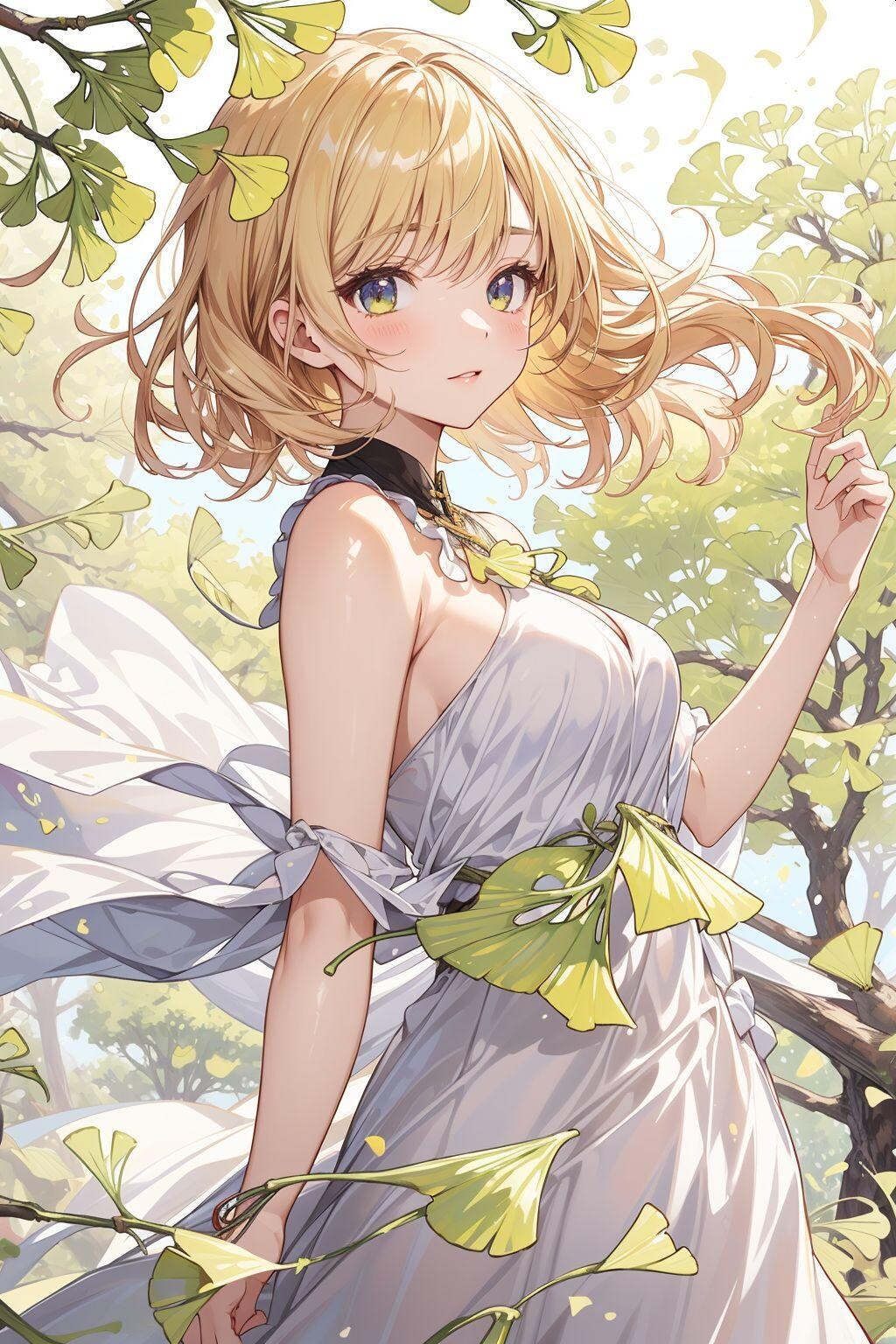 銀杏と金髪の女の子