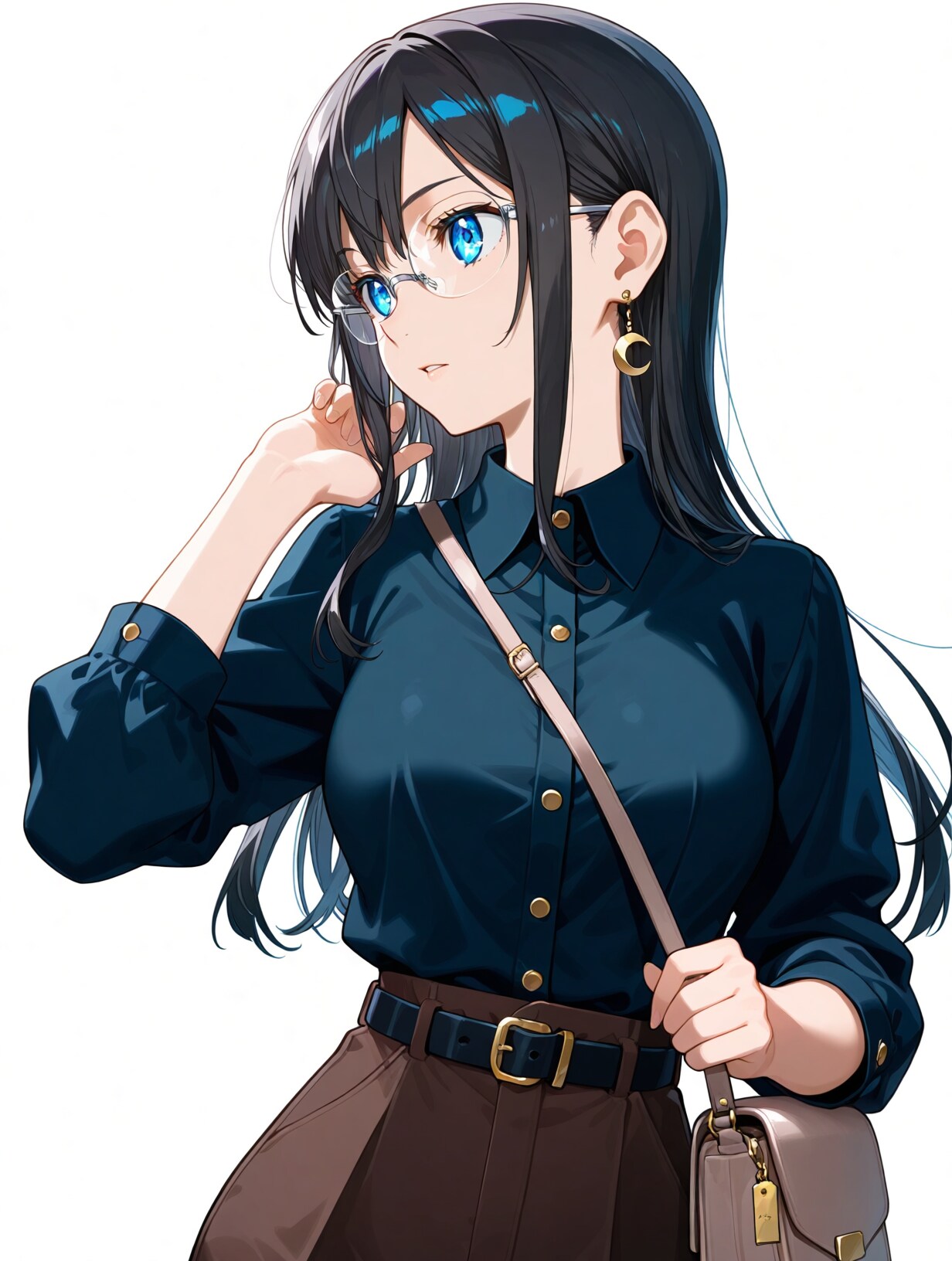 月子（ダークネイビーシャツ） | の人気AIイラスト・グラビア