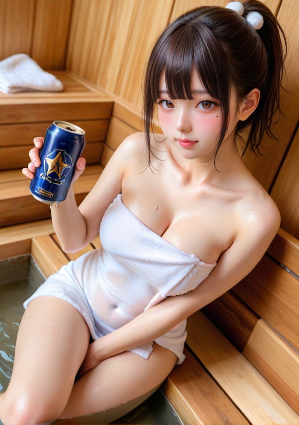 プライベート温泉で乾杯