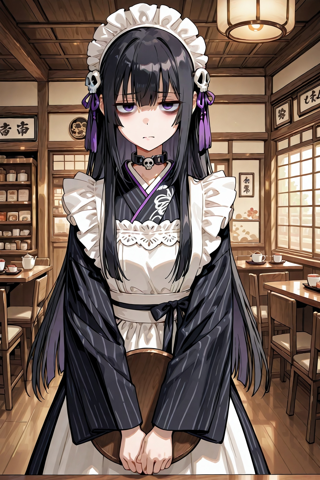 残念美人の和風喫茶衣装とお茶タイム