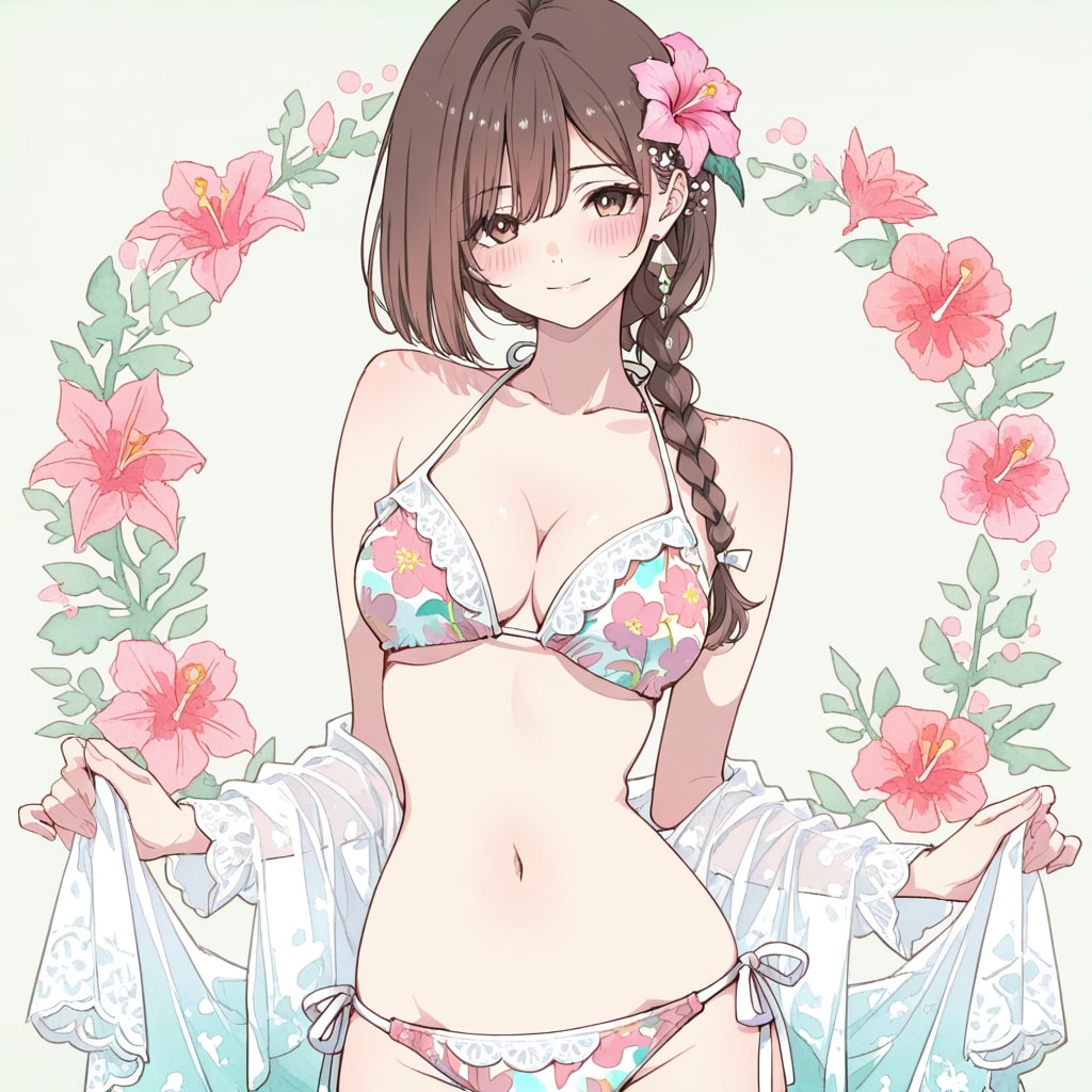 割烹着の妻　水着着てみたんだけど。