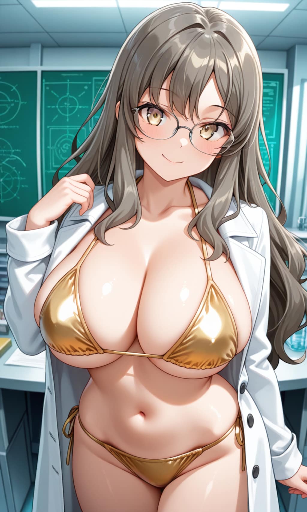 白衣から金色ビキニで誘惑の双葉理央🥼👙😍
