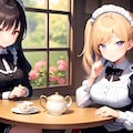 お茶会を楽しむメイドさんたち 2枚目