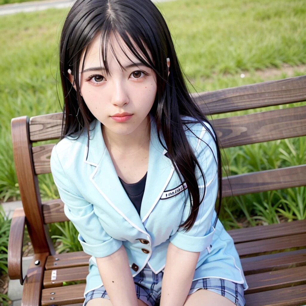 黒髪ロングでブレザーの美女７５