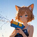 水遊びするリアル猫 3枚目