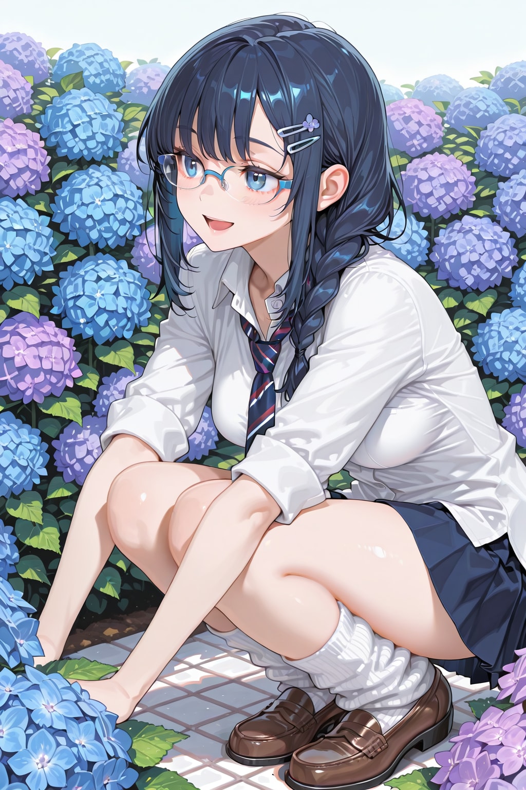 紫陽花に囲まれて