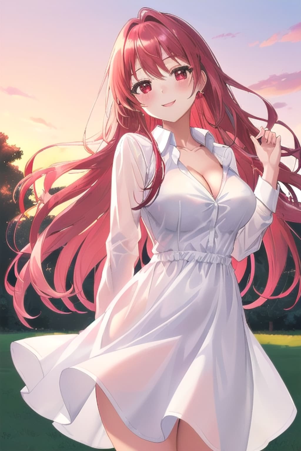 夕焼け空と美少女01