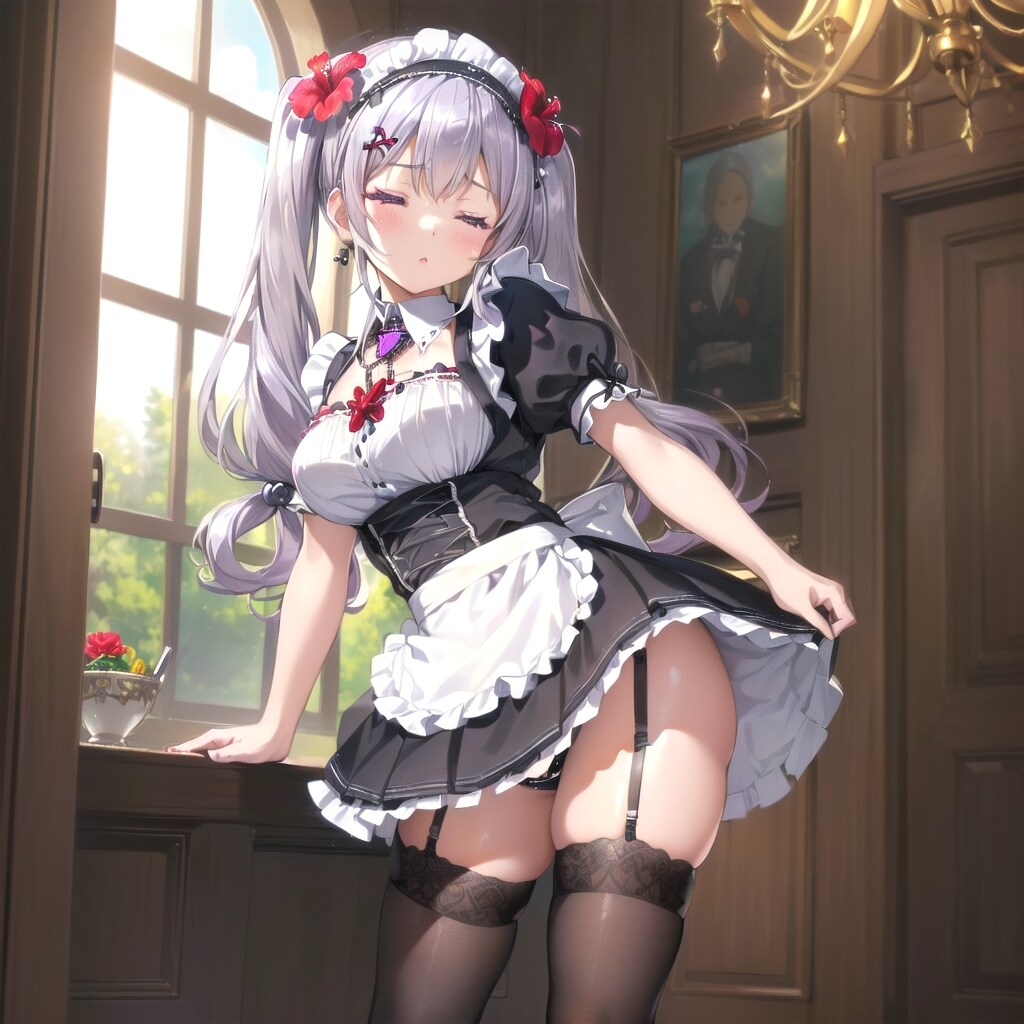 銀髪ツインテちゃん一服