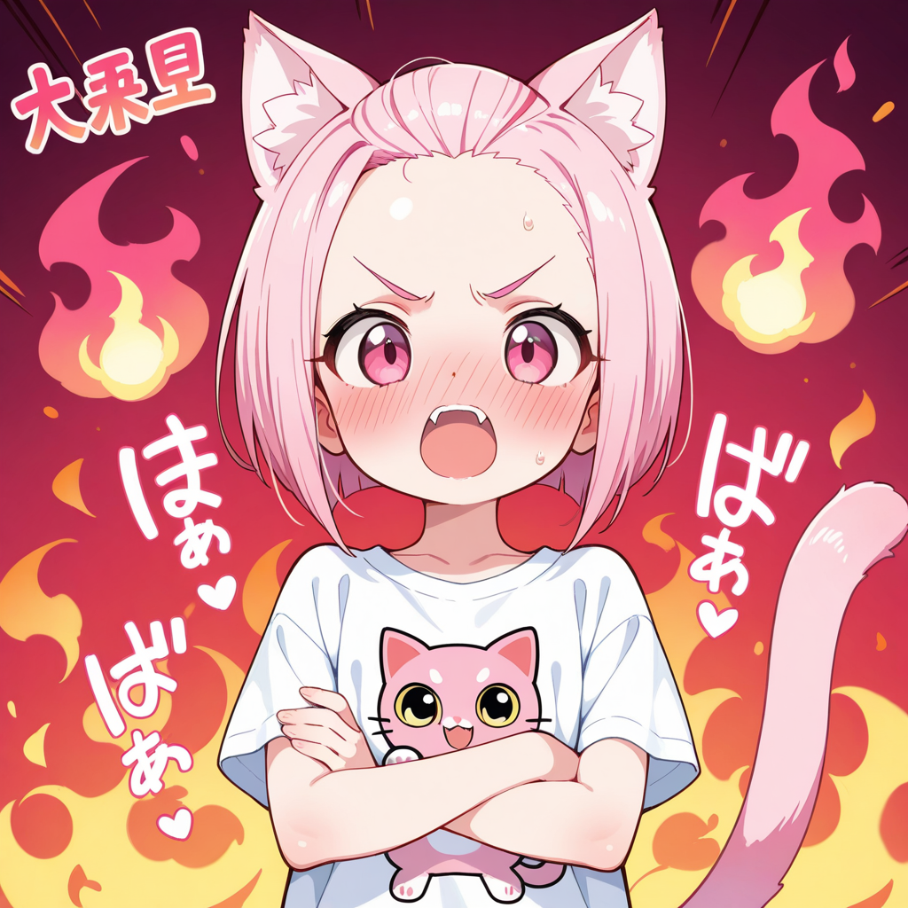 オイ！！作者！！にゃんらこの広いおでこはっ！！早くいつもの髪型に戻すにゃん！！💢