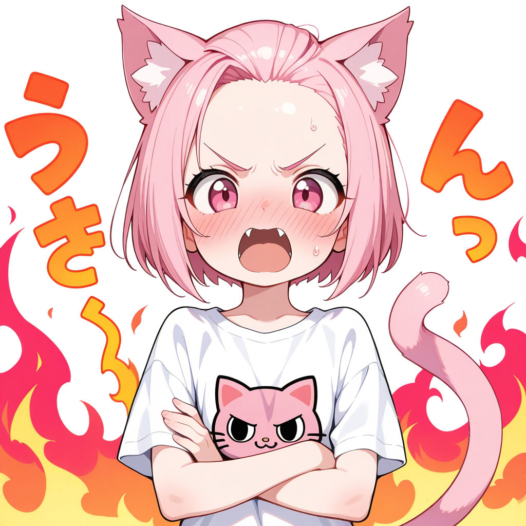 オイ！！作者！！にゃんらこの広いおでこはっ！！早くいつもの髪型に戻すにゃん！！💢