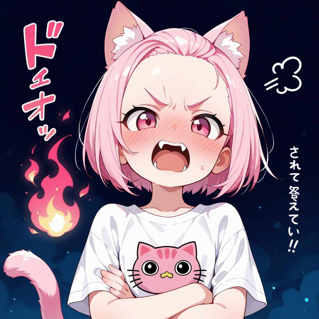 オイ！！作者！！にゃんらこの広いおでこはっ！！早くいつもの髪型に戻すにゃん！！💢