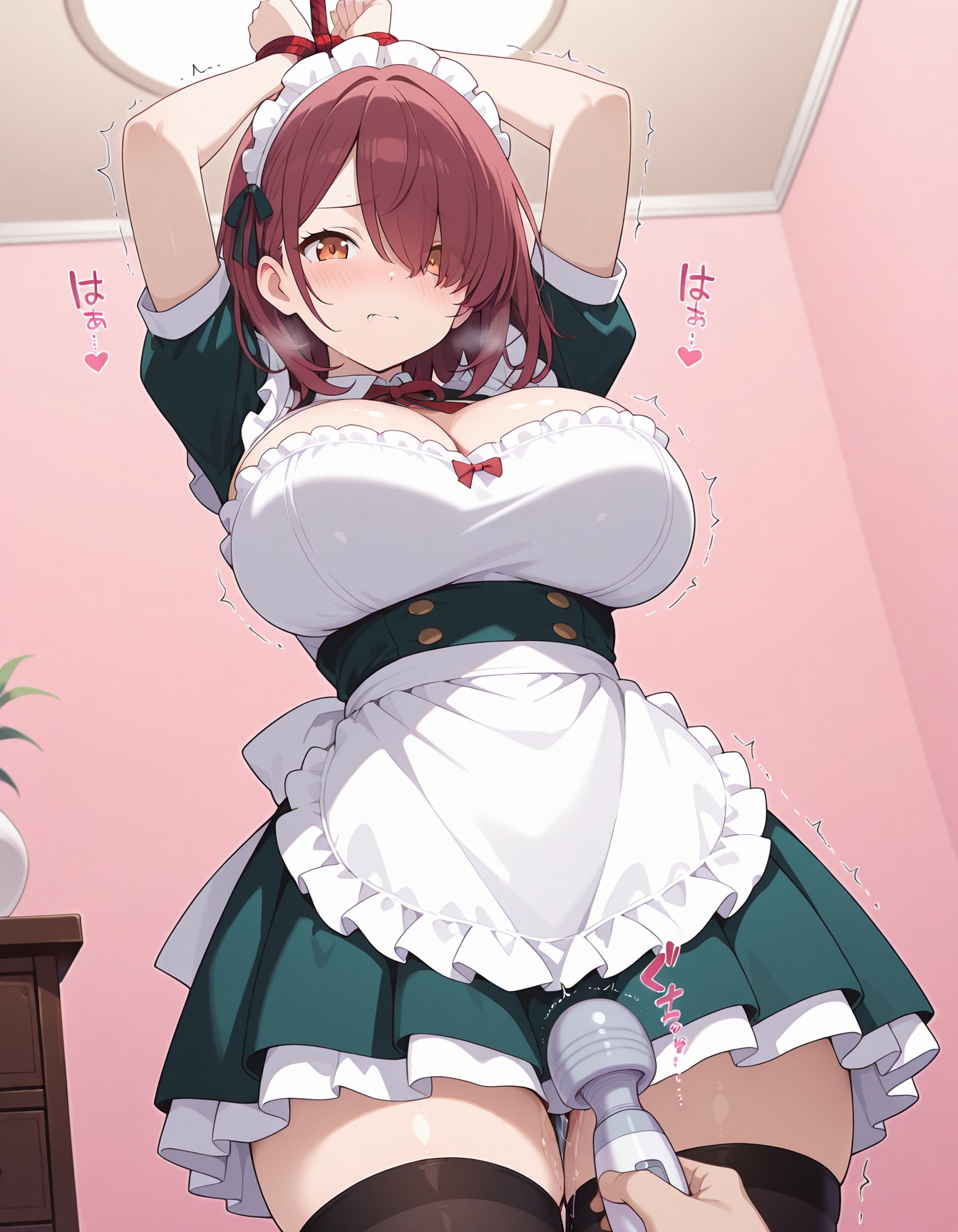 ドMメイドを拘束してオシオキ・電マ強制潮吹き