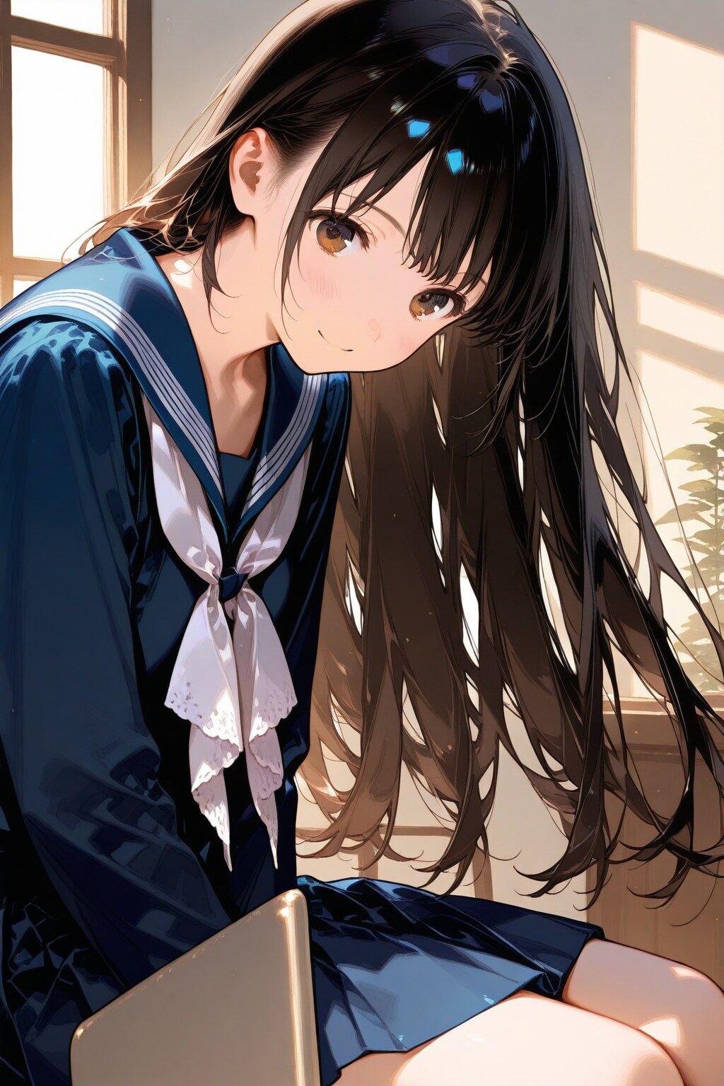 オリジナルキャラ　セーラー服を着た女子高校生