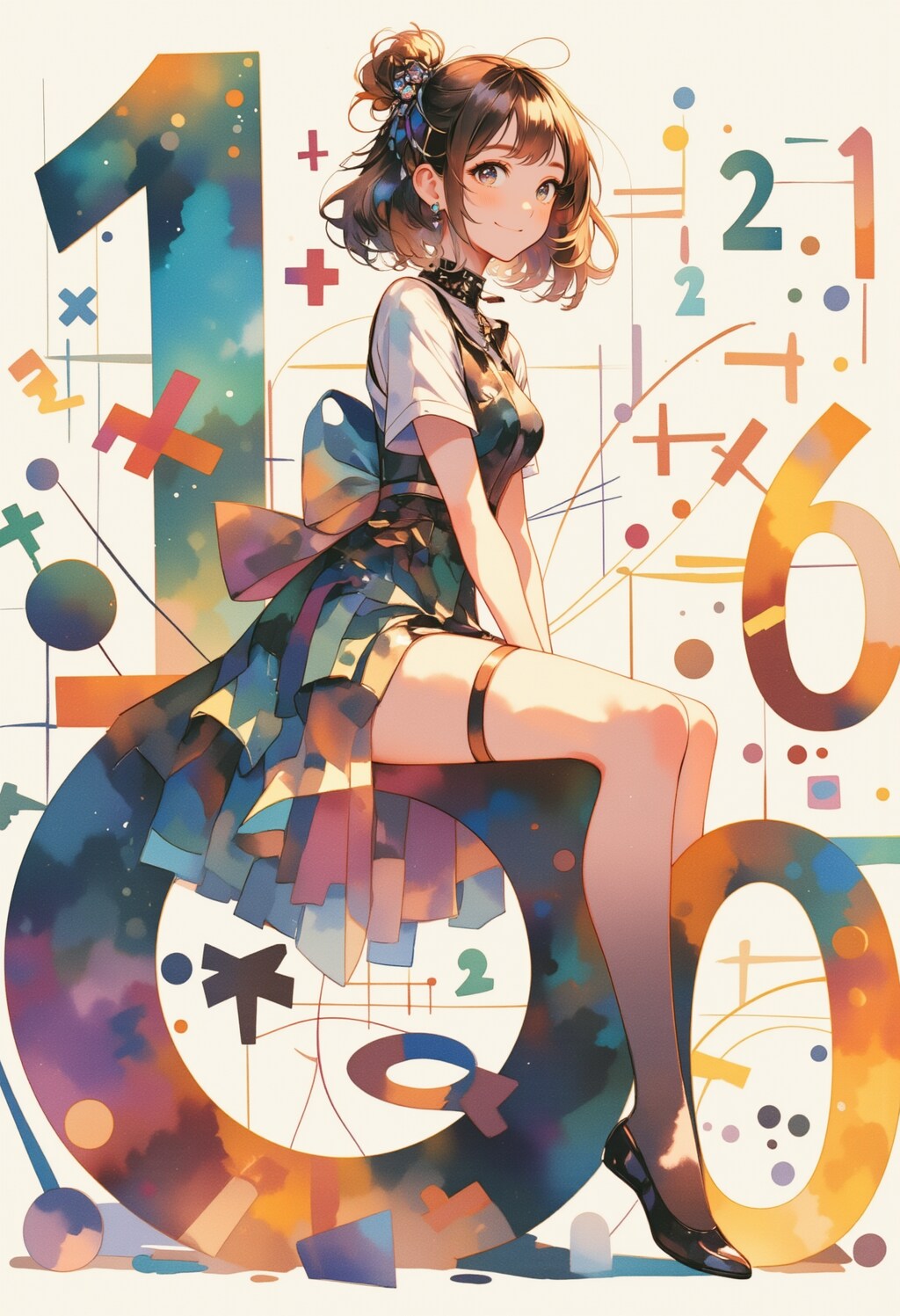 数字に座る女の子