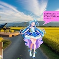 キュアウインク、黄色い稲穂の手前でピアノを弾く 2枚目