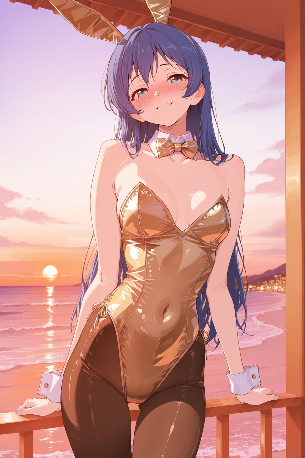 バニーガール衣装の海未と海辺のホテル(ちちぷい版)