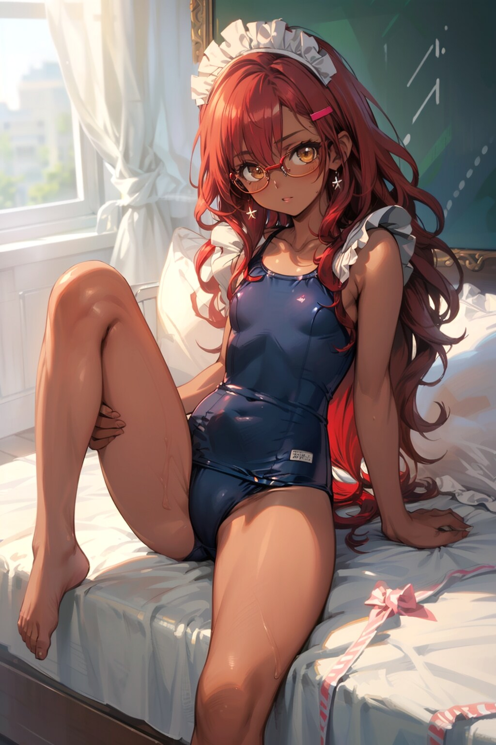 スク水メイドの眼鏡っ娘