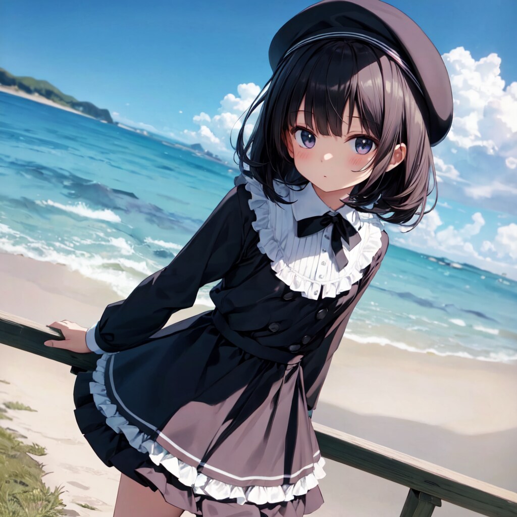 黒髪ベレー帽さん