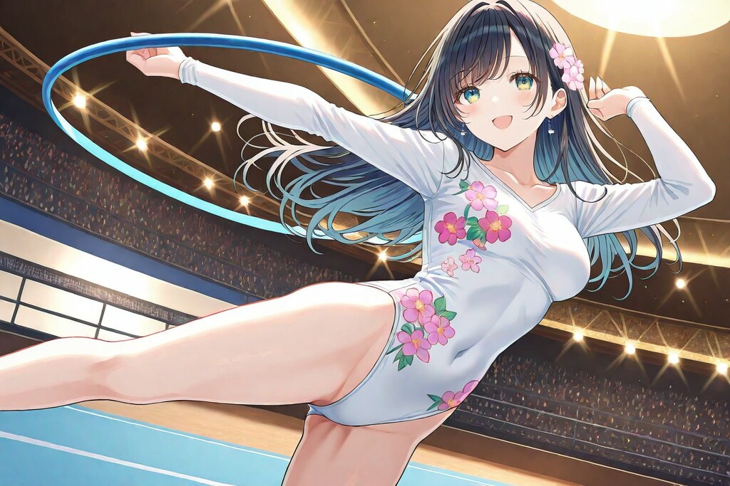 フープの演技をする少女