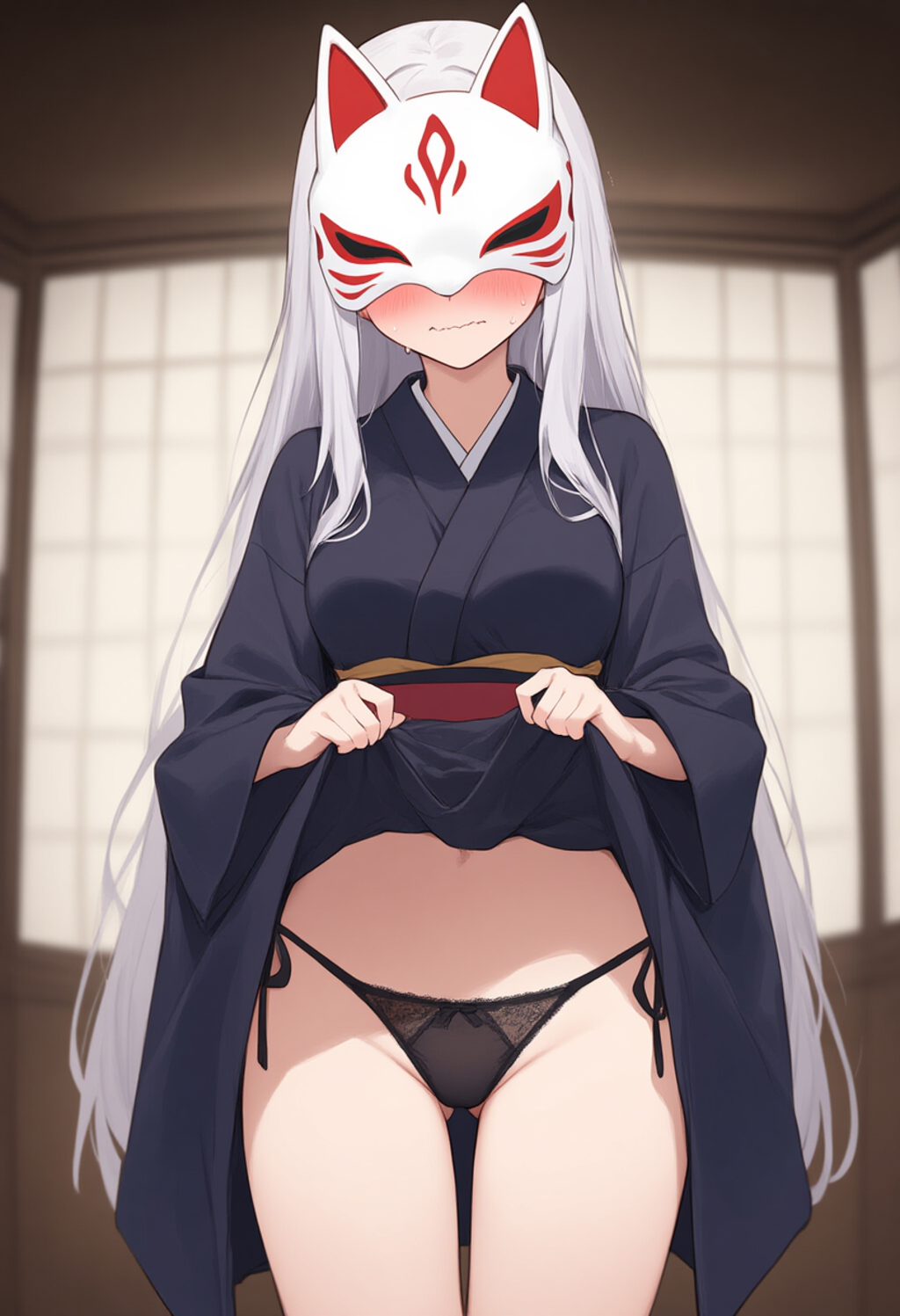 正体隠し前から見えるお尻