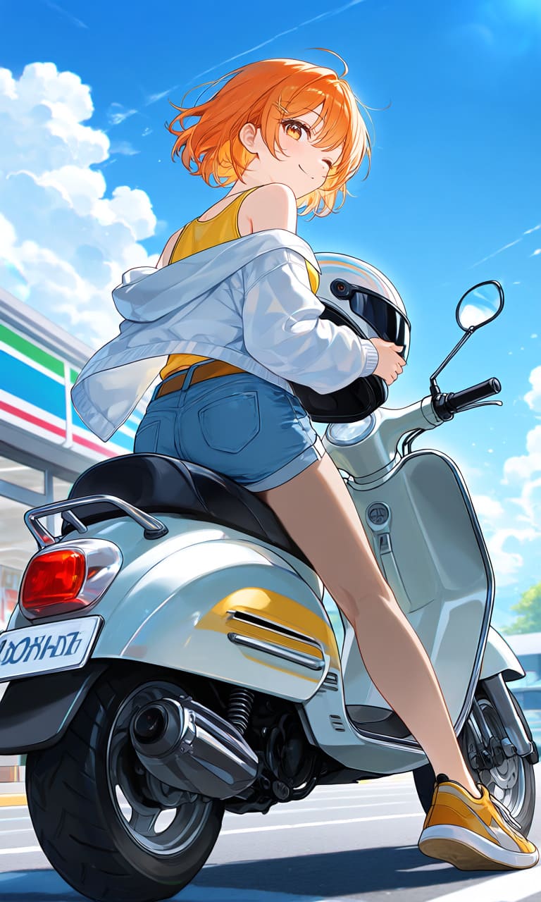 スクーターと女の子