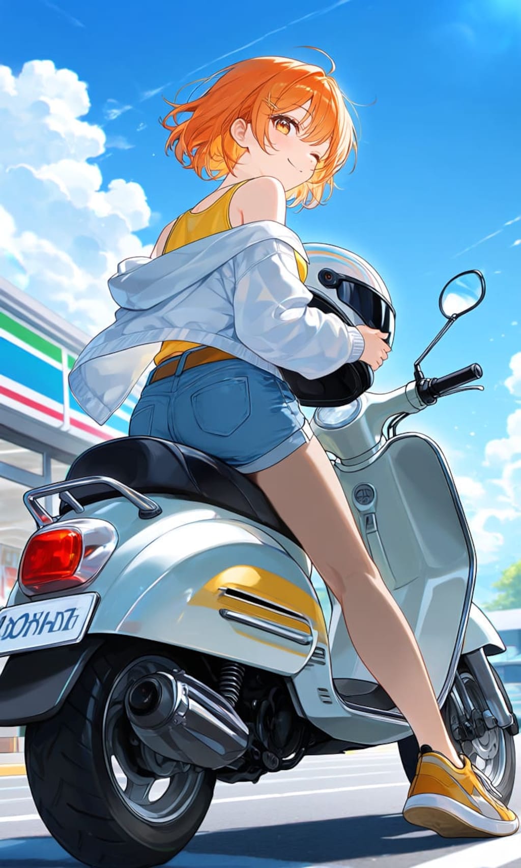 スクーターと女の子