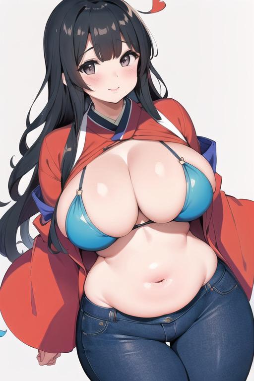 和服水着ぽっちゃり女子