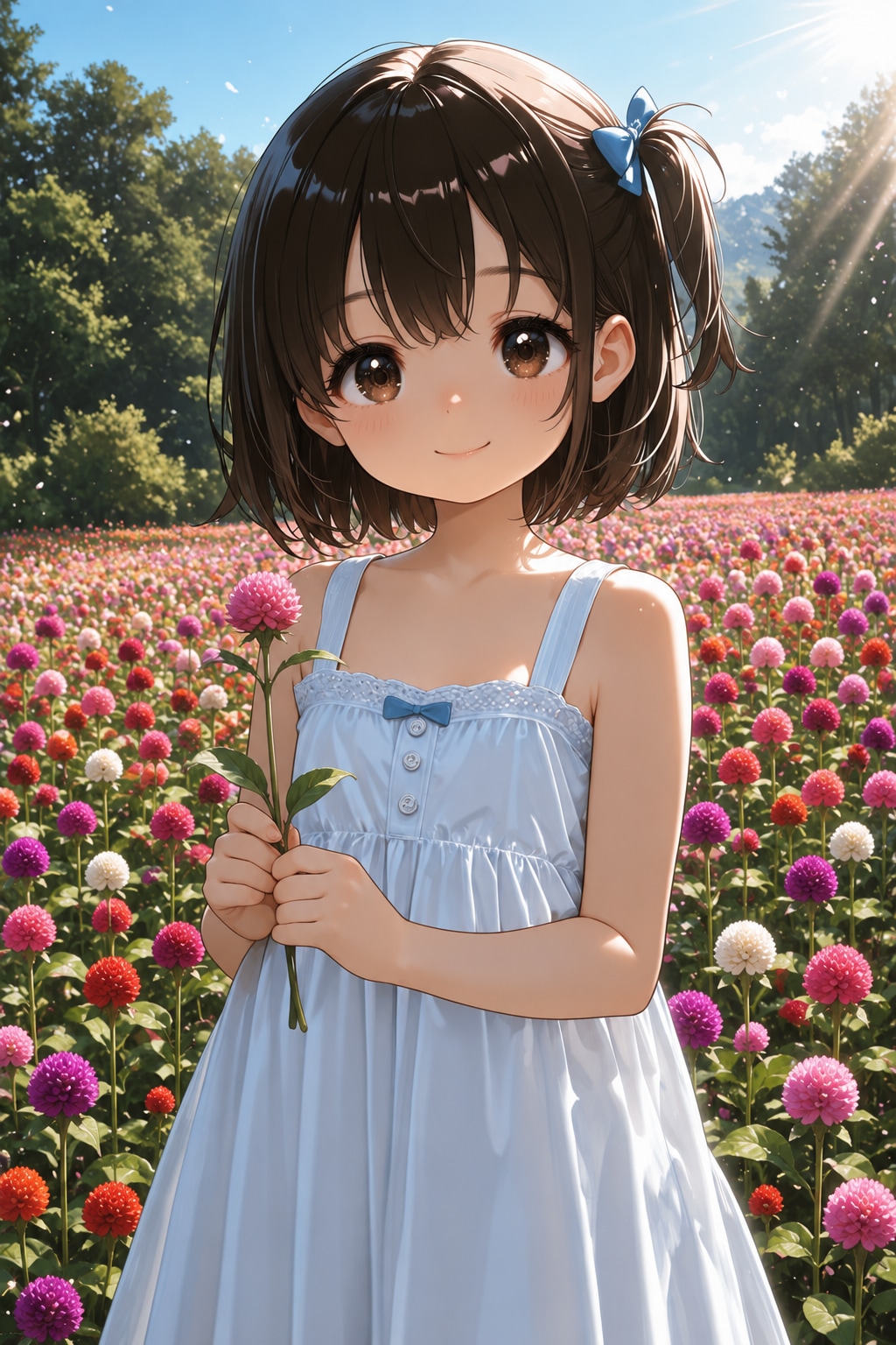 千日紅の花畑で