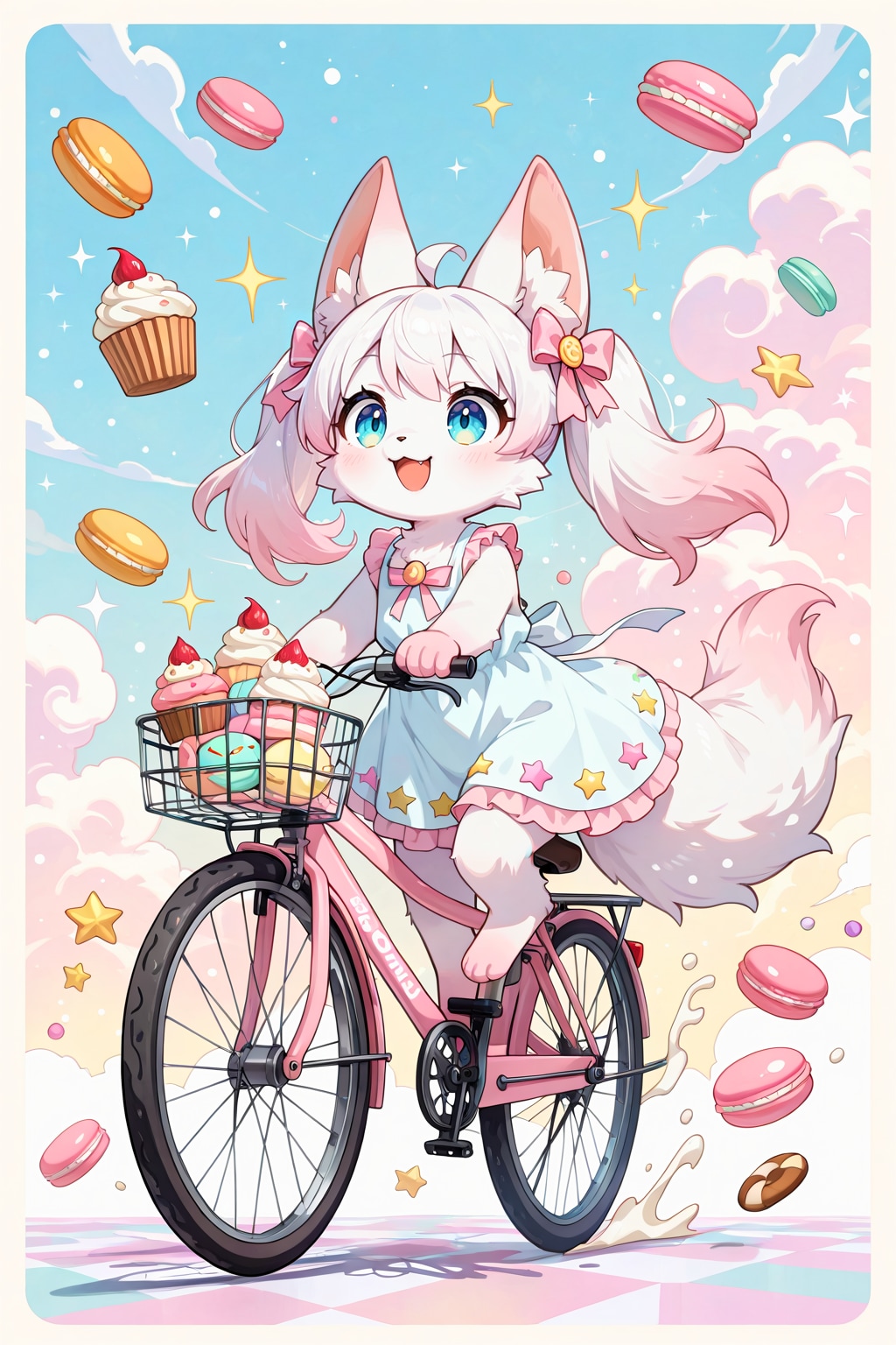 自転車に乗るスウィートドリームビスケットちゃん