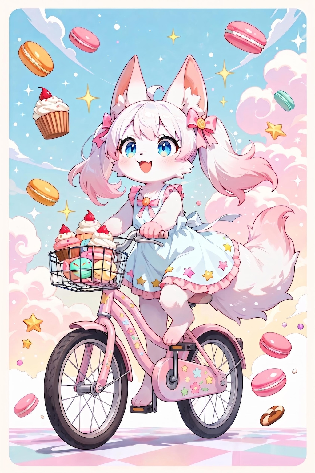 自転車に乗るスウィートドリームビスケットちゃん