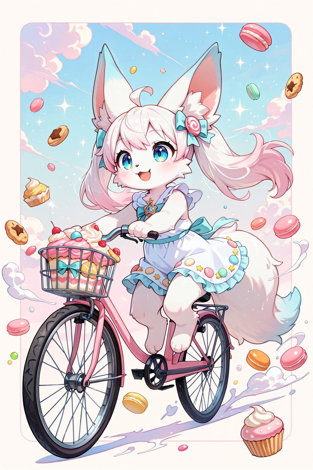 自転車に乗るスウィートドリームビスケットちゃん