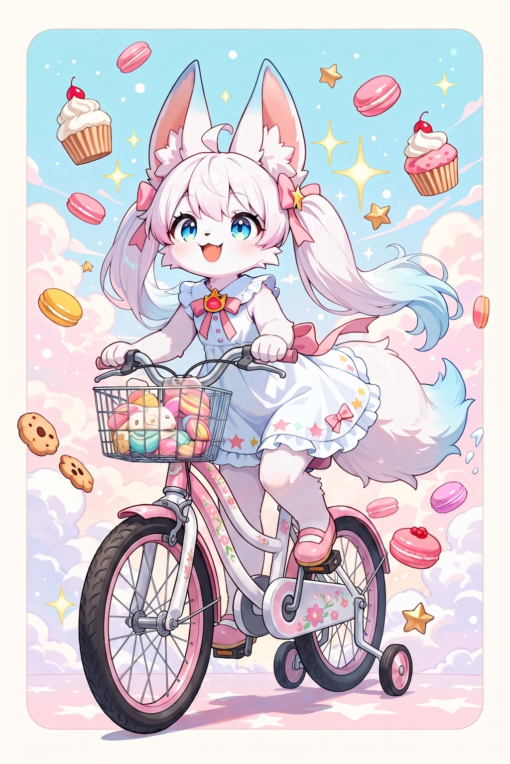 自転車に乗るスウィートドリームビスケットちゃん